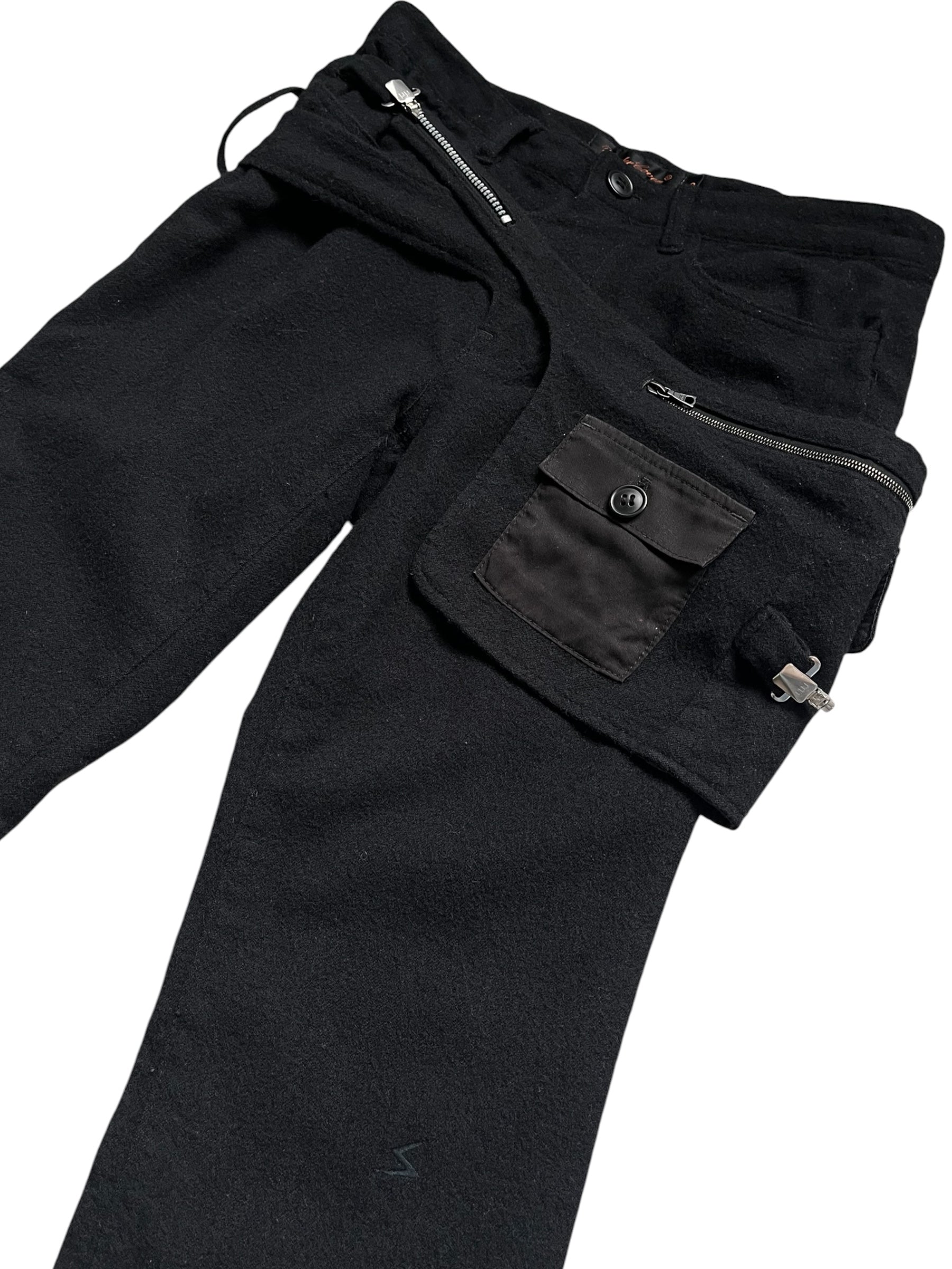 Undercover Jun Takahashi AW06 "Guruguru" Black Wool Waistbag Trousers Archive Fashion
