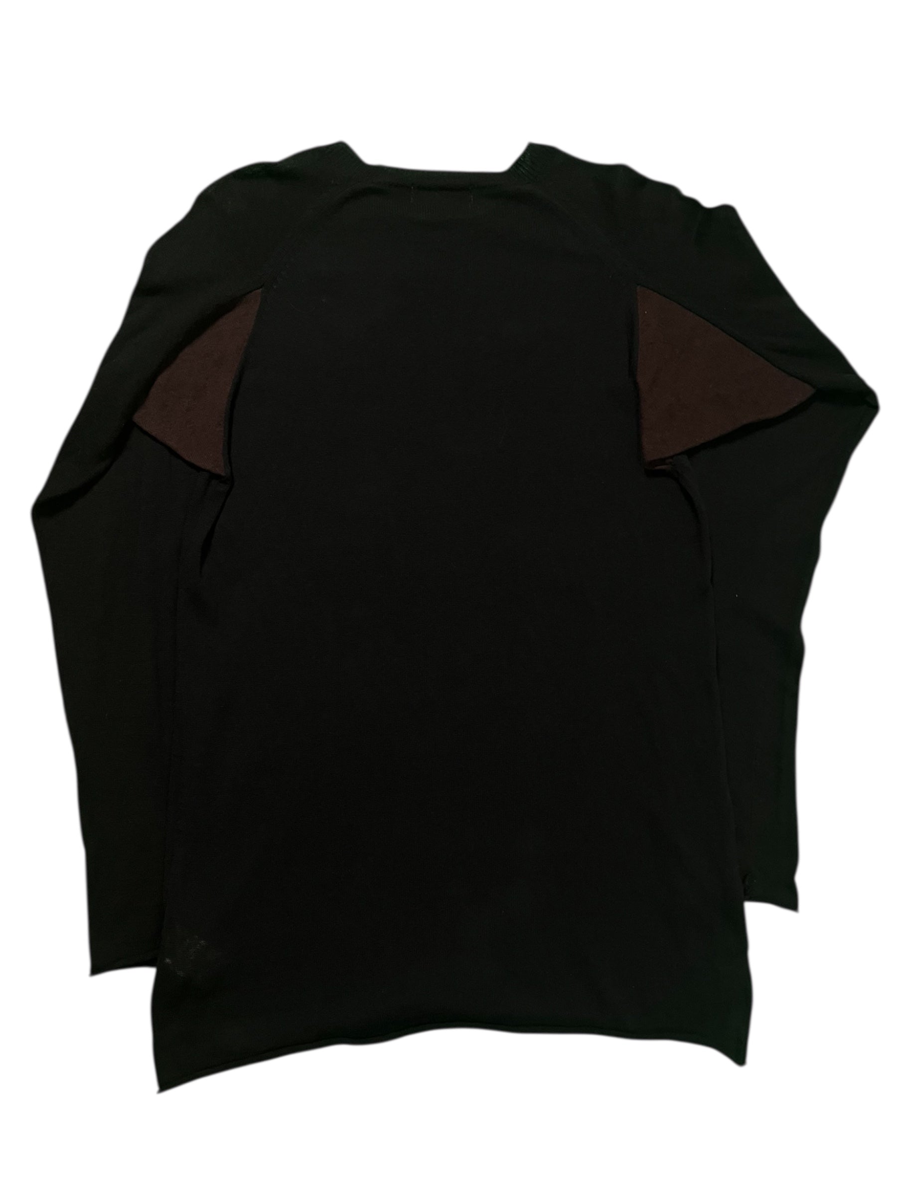 Yohji Yamamoto AW03 raglan knit long sleeve sweater in black, featuring a stylish knit pattern and relaxed fit.