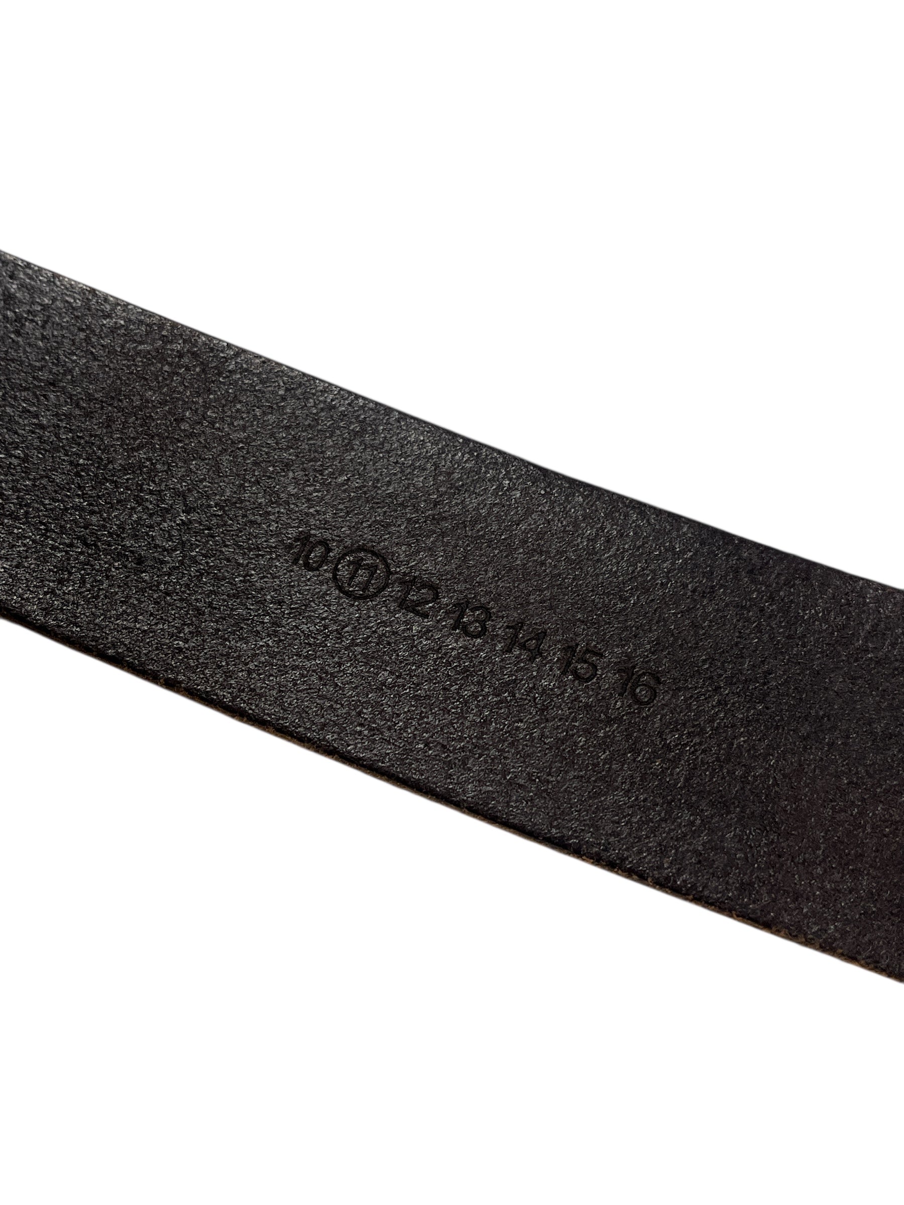 Maison Margiela 00’s double prong belt with sleek leather strap and metal buckle, stylish accessory for modern outfits.