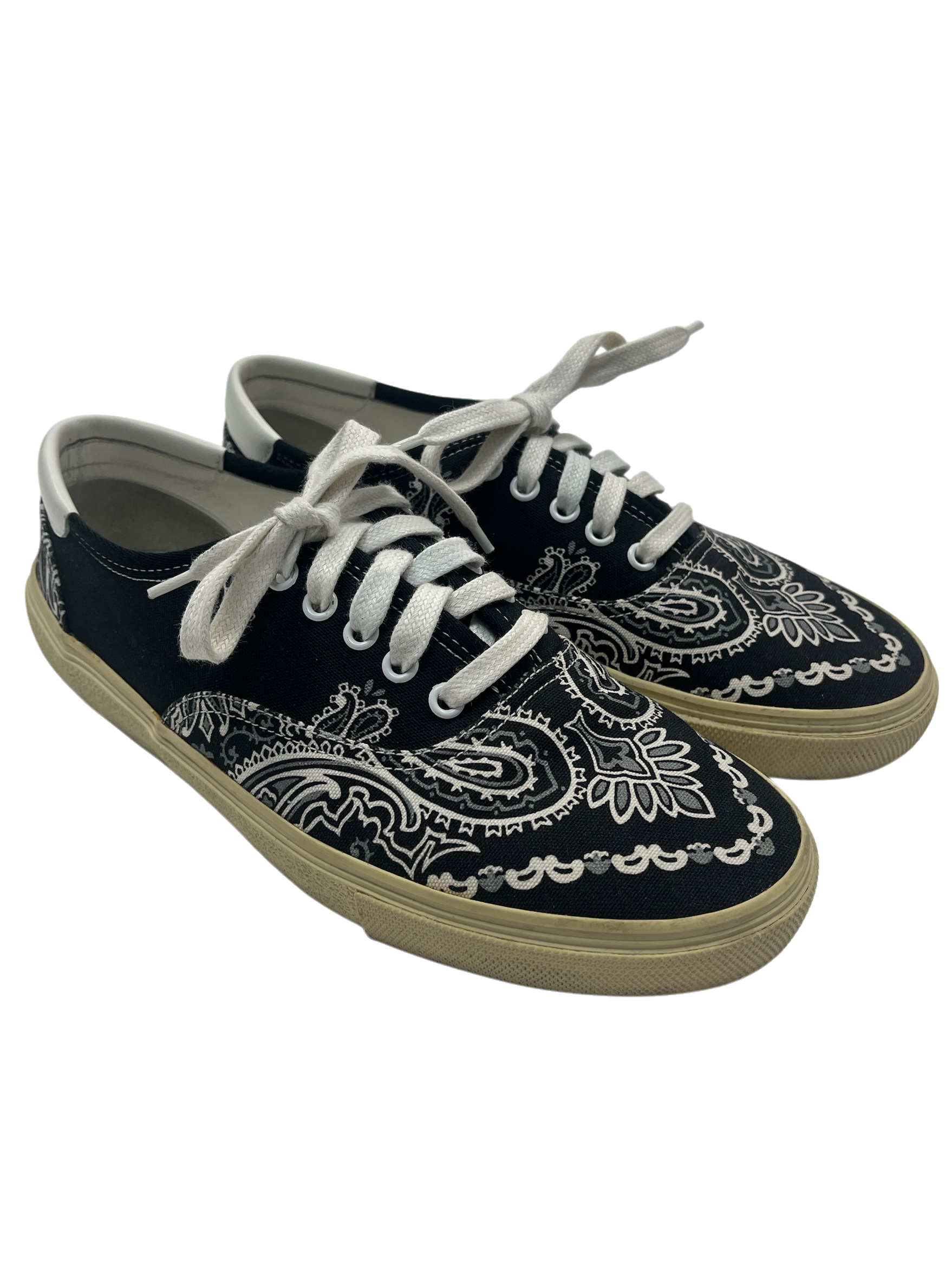 SS15 Hedi Slimane Black Bandana Skate Lace-Up Sneakers