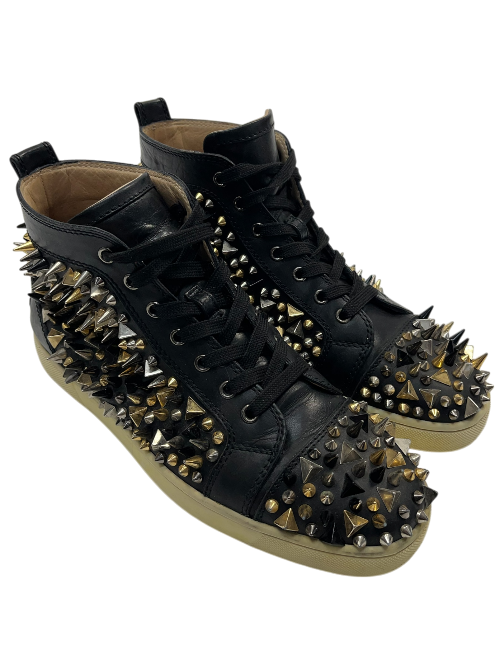 Black Calf Leather Pik Pik High-Top Sneakers