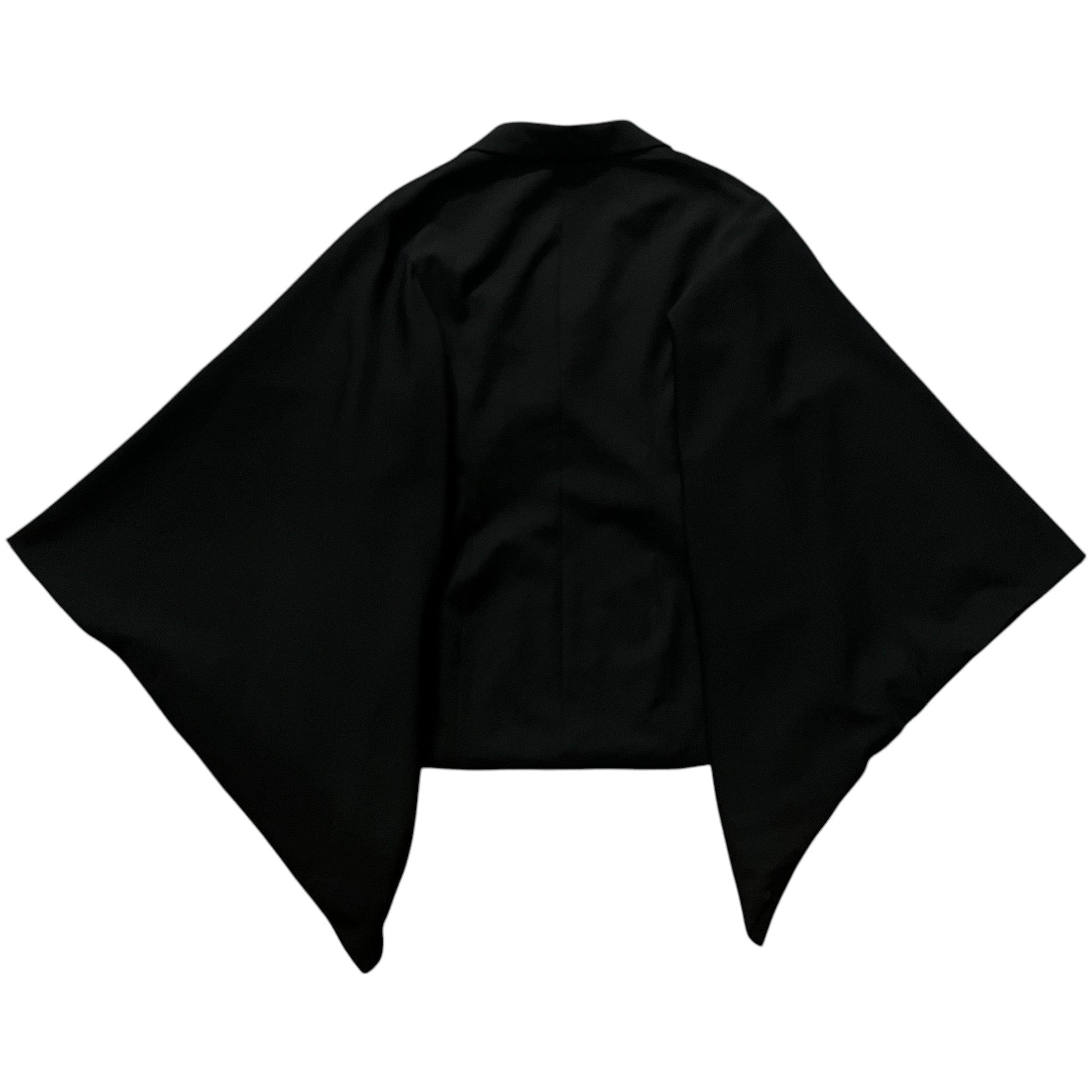 Yohji Yamamoto AW15 runway kimono sleeves blazer, stylish black jacket with wide kimono-inspired sleeves and tailored fit.
